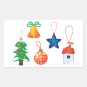 Sticker Rectangulaire Ornements de Noël décoratifs (Devant)