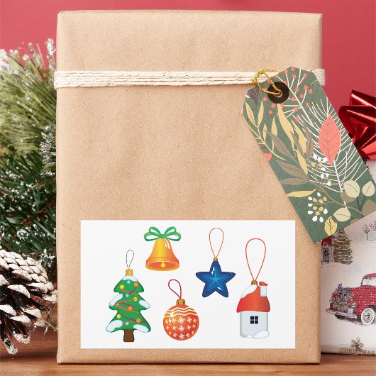 Sticker Rectangulaire Ornements de Noël décoratifs