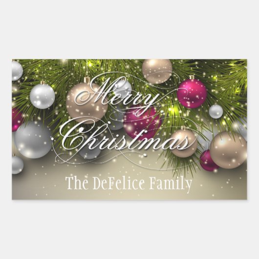 Sticker Rectangulaire Ornements de Noël Multi Couleur (Devant)