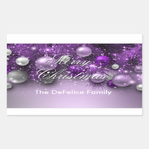 Sticker Rectangulaire Ornements de Noël - Purples