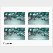 Sticker Rectangulaire Ornements de Noël - Turquoise (Feuille)