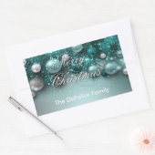 Sticker Rectangulaire Ornements de Noël - Turquoise (Enveloppe)