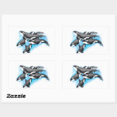 Sticker Rectangulaire orques en bleu (Feuille)