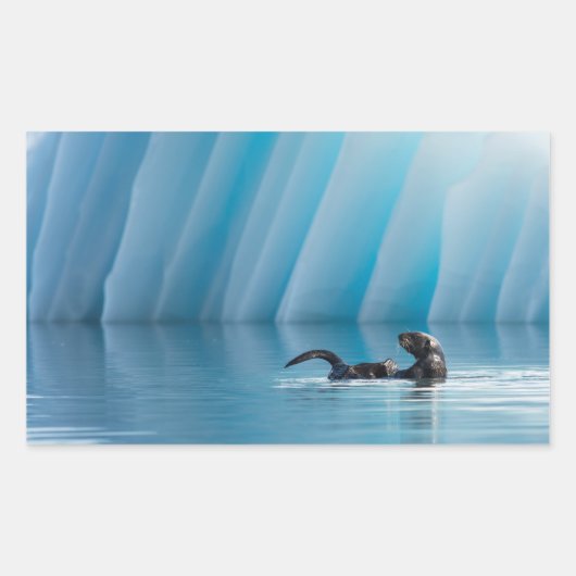 Sticker Rectangulaire Otter de mer joueuse (Devant)