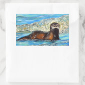 Sticker Rectangulaire Otter in the Waves 2 Peinture (Sac)