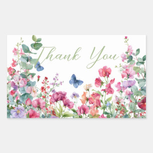 Sticker Rectangulaire Où poussent les fleurs sauvages Merci