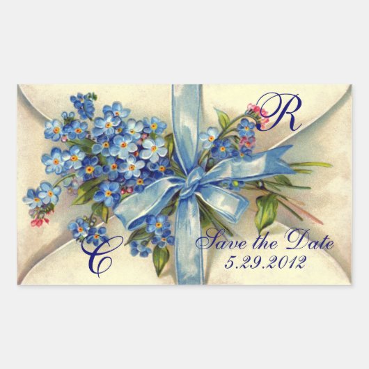 Sticker Rectangulaire OUBLIEZ-MOI NOTES MONOGRAM, MARIAGE PARTY crème bl (Devant)