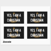 Sticker Rectangulaire Oui, je suis chrétien (Feuille)