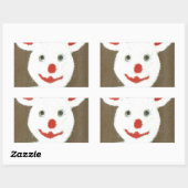 Sticker Rectangulaire Ours blanc avec nez rouge, bouche et oreilles (Pèr (Feuille)