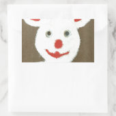 Sticker Rectangulaire Ours blanc avec nez rouge, bouche et oreilles (Pèr (Sac)