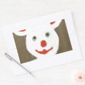 Sticker Rectangulaire Ours blanc avec nez rouge, bouche et oreilles (Pèr (Enveloppe)
