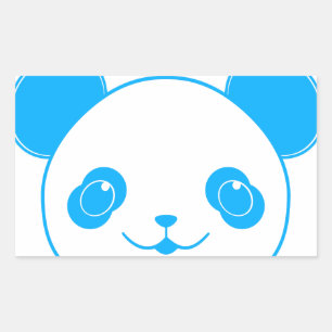 Sticker Rectangulaire Ours bleu Kawaii Panda