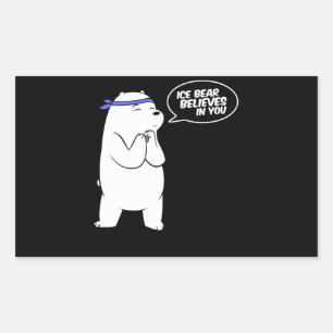 Sticker Rectangulaire Ours De Glace Croit En Vous Ours Polaire Lover
