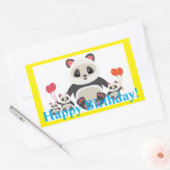 Sticker Rectangulaire Ours de panda de dessin adorable avec ballons (Enveloppe)