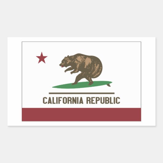 Sticker Rectangulaire Ours de surf de Californie (Devant)