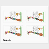 Sticker Rectangulaire Ours drôle Portant beaucoup de Casquettes (Feuille)