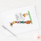 Sticker Rectangulaire Ours drôle Portant beaucoup de Casquettes (Enveloppe)