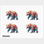 Sticker Rectangulaire Ours géométrique (Feuille)