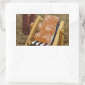 Sticker Rectangulaire Ours gommeux Se détendre sur la plage (Sac)