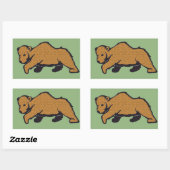 Sticker Rectangulaire Ours grizzli Brown Woodland (Feuille)