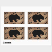 Sticker Rectangulaire Ours Noir Et Paniers Ours (Feuille)