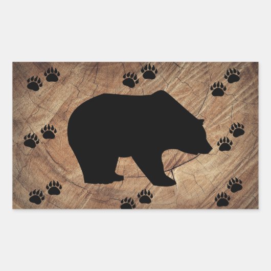 Sticker Rectangulaire Ours Noir Et Paniers Ours (Devant)