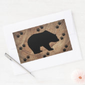 Sticker Rectangulaire Ours Noir Et Paniers Ours (Enveloppe)
