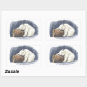 Sticker Rectangulaire Ours polaire dormant, aquarelle (Feuille)