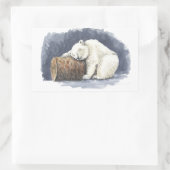 Sticker Rectangulaire Ours polaire dormant, aquarelle (Sac)