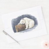 Sticker Rectangulaire Ours polaire dormant, aquarelle (Enveloppe)