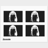 Sticker Rectangulaire Ours polaire noir et blanc Pop Art (Feuille)