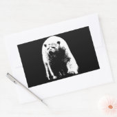 Sticker Rectangulaire Ours polaire noir et blanc Pop Art (Enveloppe)