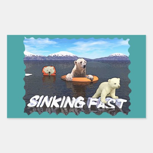 Sticker Rectangulaire Ours polaires - Sinking Fast (Devant)