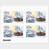 Sticker Rectangulaire Ours Polaires, Walrus Et Phoques (Feuille)