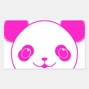 Sticker Rectangulaire Ours rose Kawaii Panda