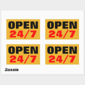 STICKER RECTANGULAIRE OUVERT 24/24/7 (Feuille)