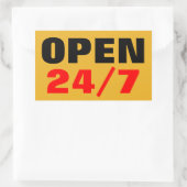 STICKER RECTANGULAIRE OUVERT 24/24/7 (Sac)