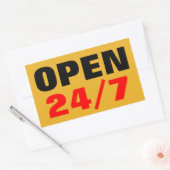 STICKER RECTANGULAIRE OUVERT 24/24/7 (Enveloppe)