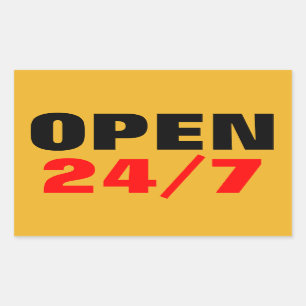 STICKER RECTANGULAIRE OUVERT 24/24/7