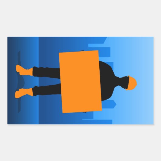Sticker Rectangulaire Ouvrier du bâtiment (Devant)
