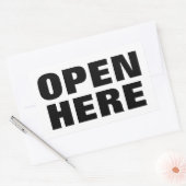 STICKER RECTANGULAIRE OUVRIR ICI (Enveloppe)