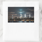 Sticker Rectangulaire OVNI au-dessus de la ville (Sac)