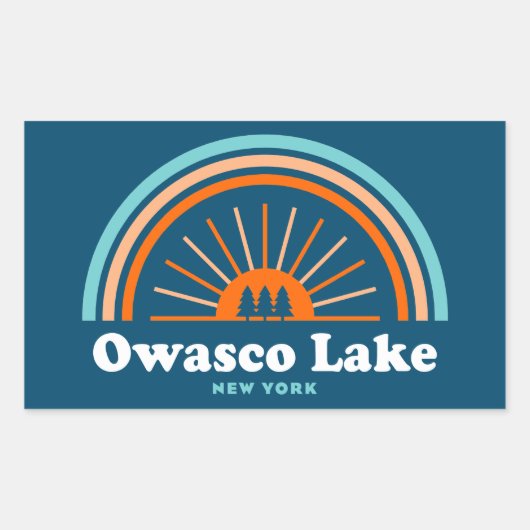 Sticker Rectangulaire Owasco Lake New York Rainbow (Devant)