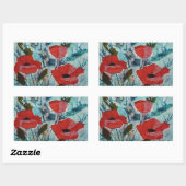 Sticker Rectangulaire © P Wherrell Poppies rouges Peinture d'art (Feuille)