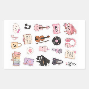 Sticker Rectangulaire pack d'autocollants de musique kawaii