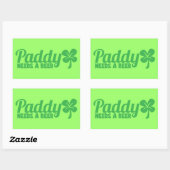 Sticker Rectangulaire PADDY a besoin d'une bière ! Jour de la Saint Patr (Feuille)