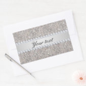 Sticker Rectangulaire Paillettes et diamants argentés de Faux (Enveloppe)