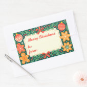 Sticker Rectangulaire Pain d'épices rustique Holly Wreath Joyeux Noël (Enveloppe)