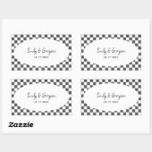 Sticker Rectangulaire Painted Black Checkerboard Pattern Wedding (Feuille)