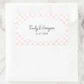 Sticker Rectangulaire Painted Pink Checkerboard Pattern Wedding (Sac)